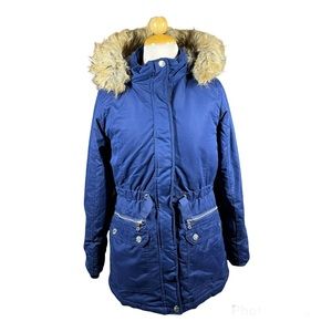 Justice Parka Coat with Faux Fur Lining Hood Size 14/16
